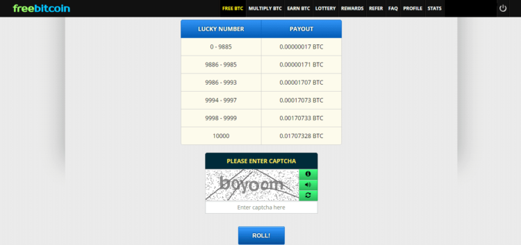 Получение бесплатных биткоинов на сайте Freebitco.in